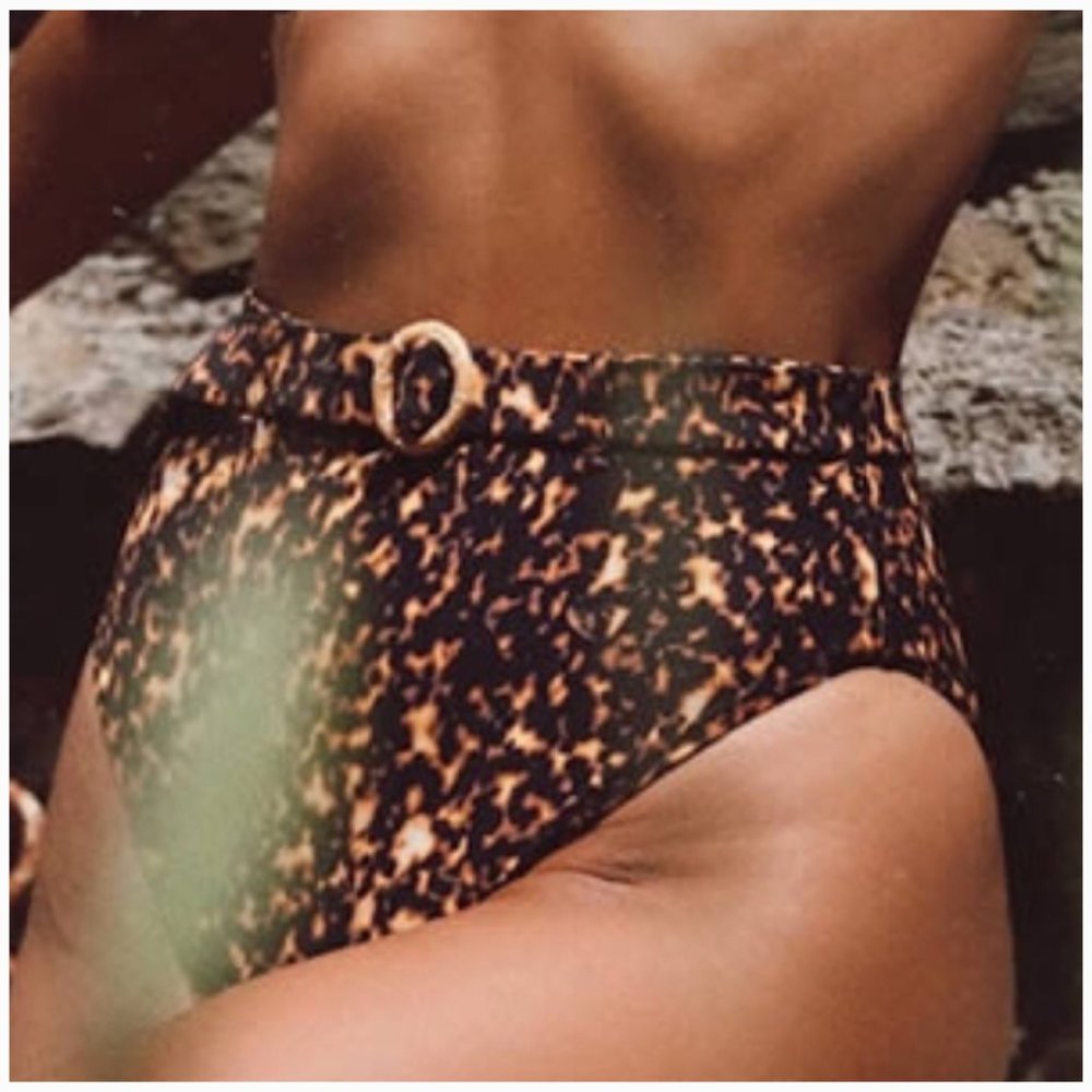 (NWT) WeWoreWhat Emily Tortoise High Waist Bikini Bottom Size XS